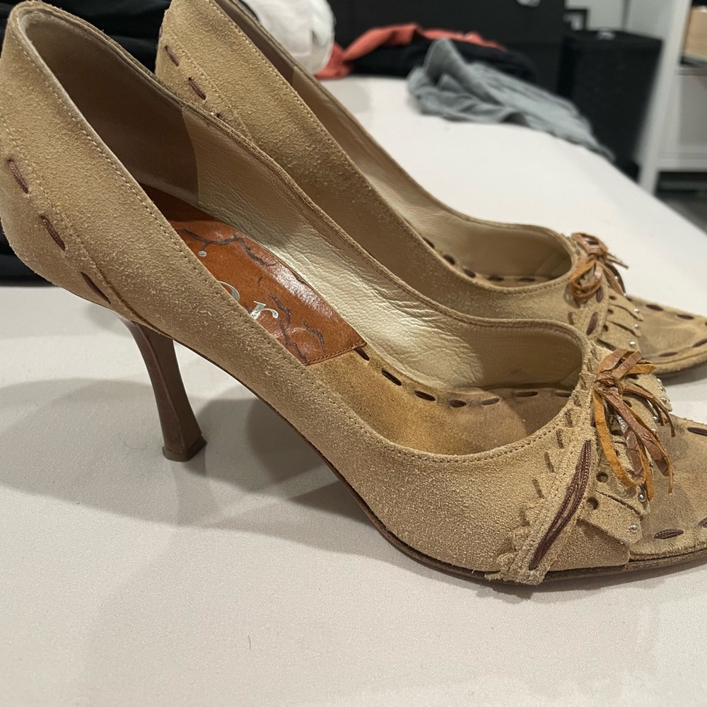 Dior Open Toe Suede Heels